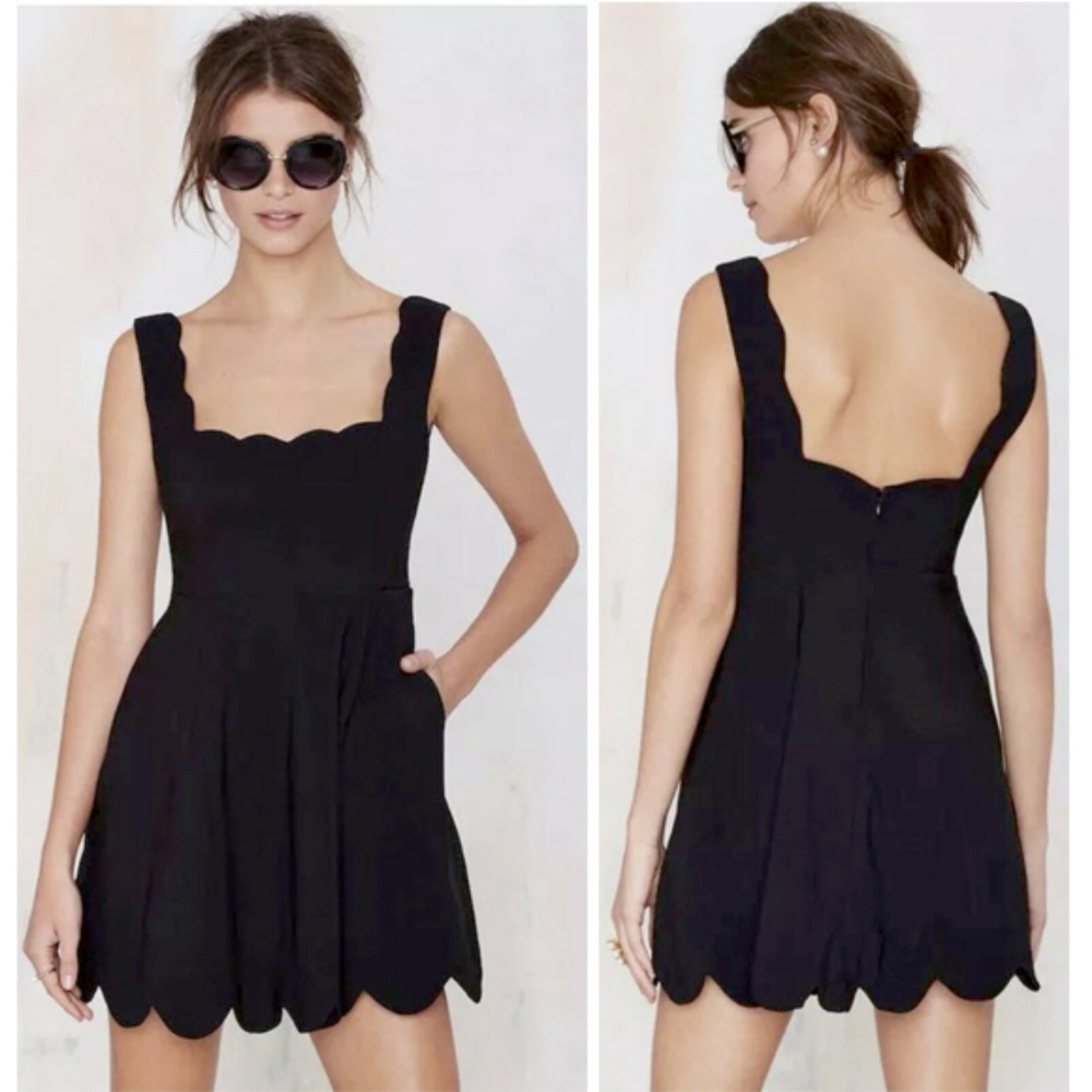 Nasty Gal I'm Yours Scalloped Black Dress M